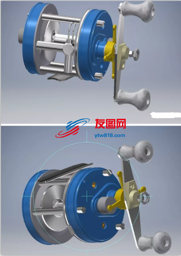 渔线轮模型3D图纸 INVENTOR设计