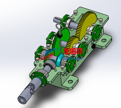 二级直齿轮与锥齿轮减速箱3D图纸 Solidworks设计