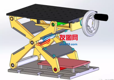 升降平台手摇式模型3D图纸 Solidworks设计