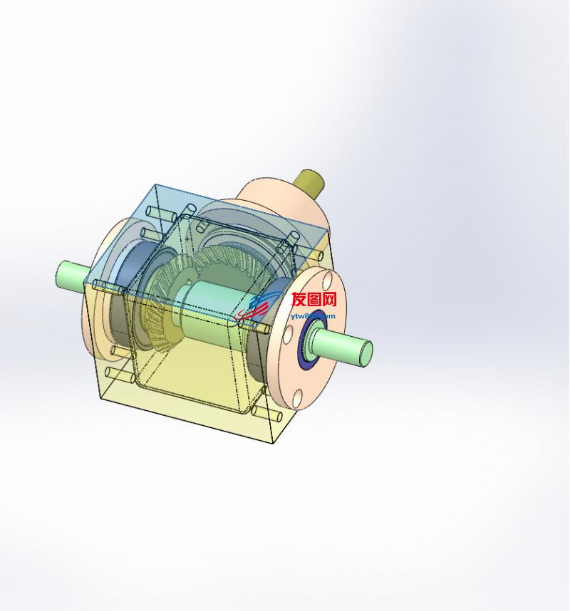 螺旋伞齿轮箱3D数模图纸 IGS格式