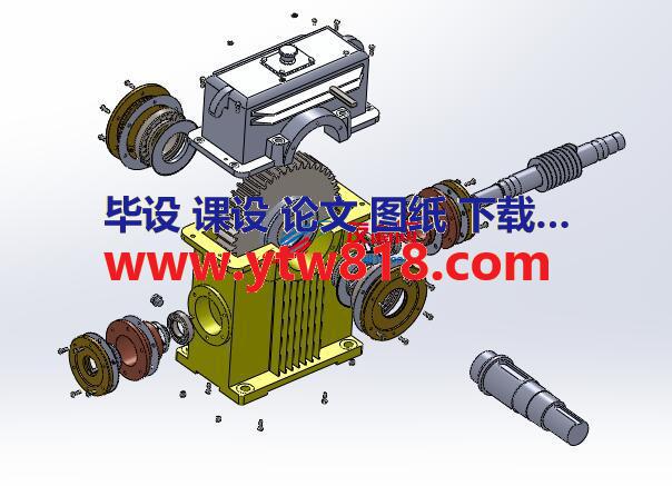 蜗杆减速器SolidWorks三维模型