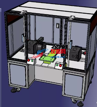 滑台进出载具的镭雕或焊接半自动机3D图纸 STEP格式