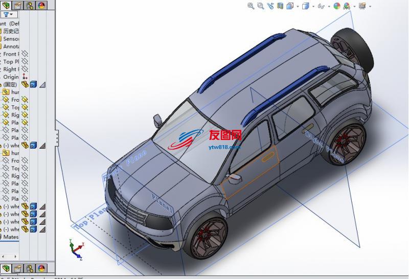 SUV轿车三维建模图纸 SOLIDWORKS设计 附STEP IGS格式