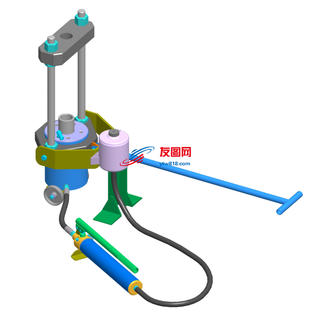 液压缸装置3D数模图纸 STP格式