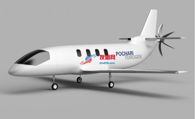 氢动力涡轮螺旋桨飞机造型3D图纸 STEP格式
