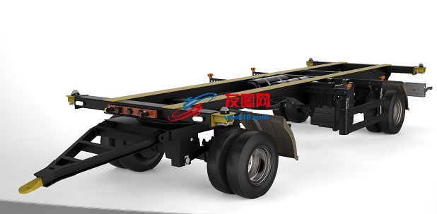 集装箱运输拖车挂车3D数模图纸 STEP格式