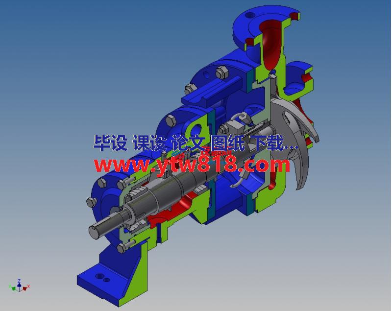 离心泵半剖结构模型3D图纸 STP格式