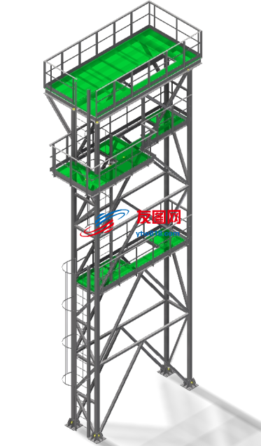 钢结构多层平台支架3D数模图纸 STP格式