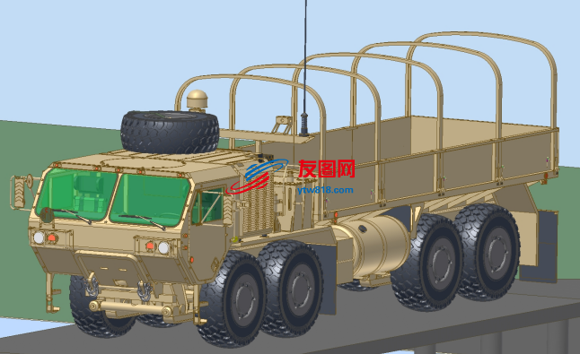 重型高机动战术卡车模型3D图纸 STP格式