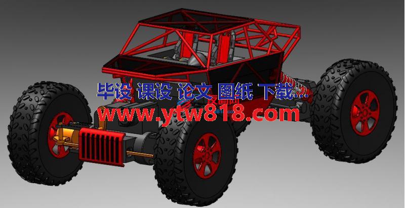 简易大脚遥控车模型3D图纸 Solidworks设计