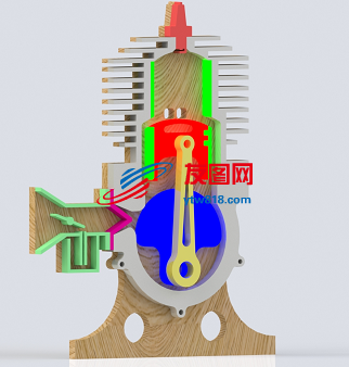 内燃机简易平面演示模型3D图纸 Solidworks设计