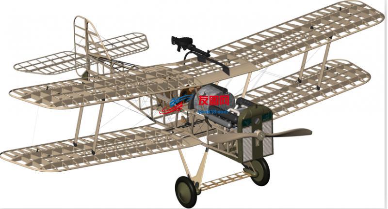 双翼飞机框架3D模型图纸 x_t格式