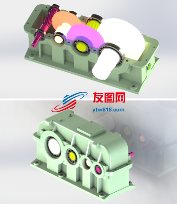 三级齿轮箱3D图纸 solidworks格式