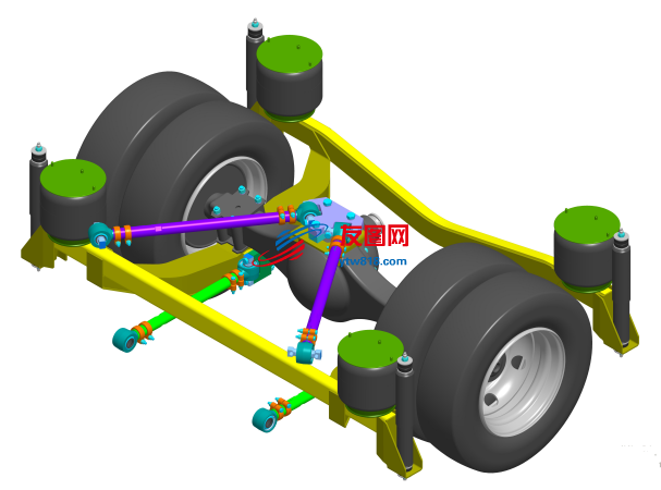 发动机后置客车后悬架模型3D图纸 STP IGS格式