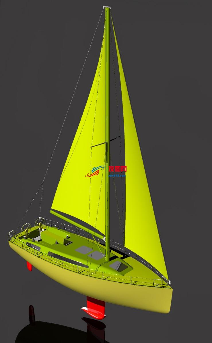 Koma小型帆船游艇3D模型图纸 RHINO设计