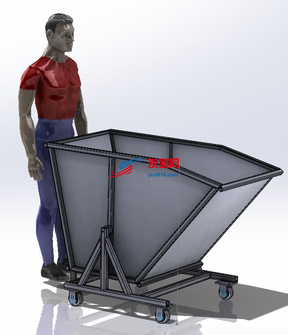 斜口运输斗车3D图纸 Solidworks设计 附STEP x_t