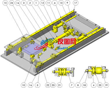 使用钢丝和气缸的4倍行程滑台