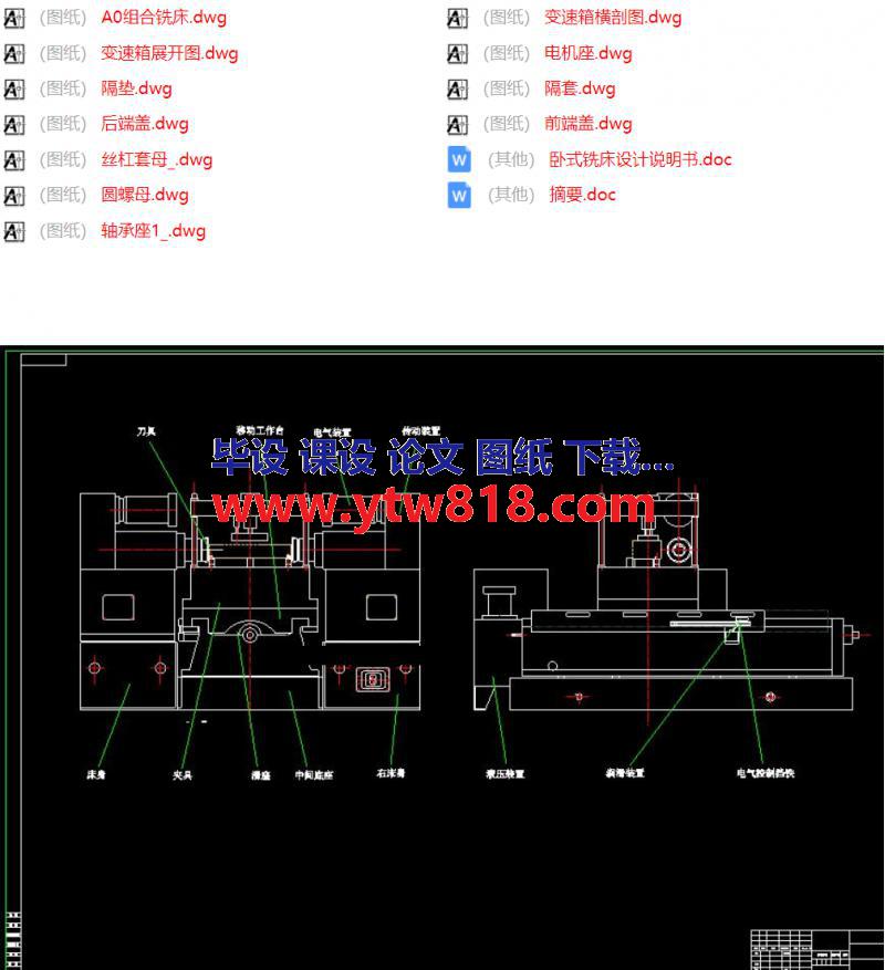 卧式双端面铣床毕业设计