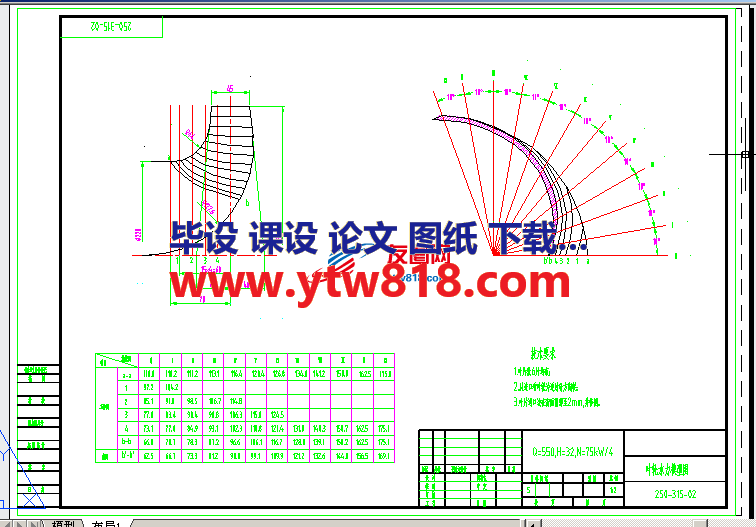 250-315叶轮水力模型图