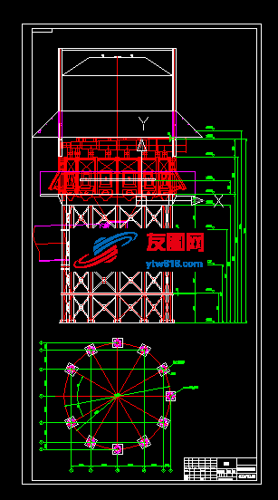 800吨预热器框架总装图（dwg、exb两种格式图纸）