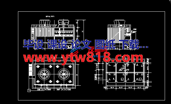 冷却塔整体及土建施工剖面图