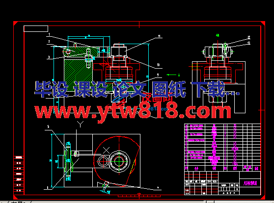 一种回转钻夹具夹具体部装图