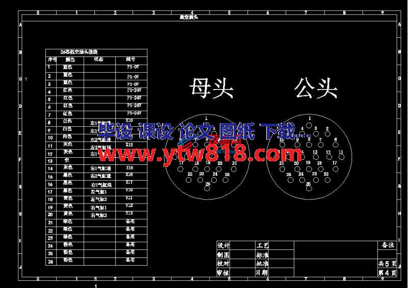 25芯航空插头接线图