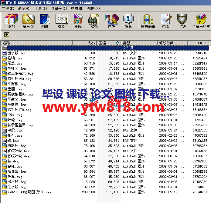 矿山用KND280型水泵全套CAD图纸