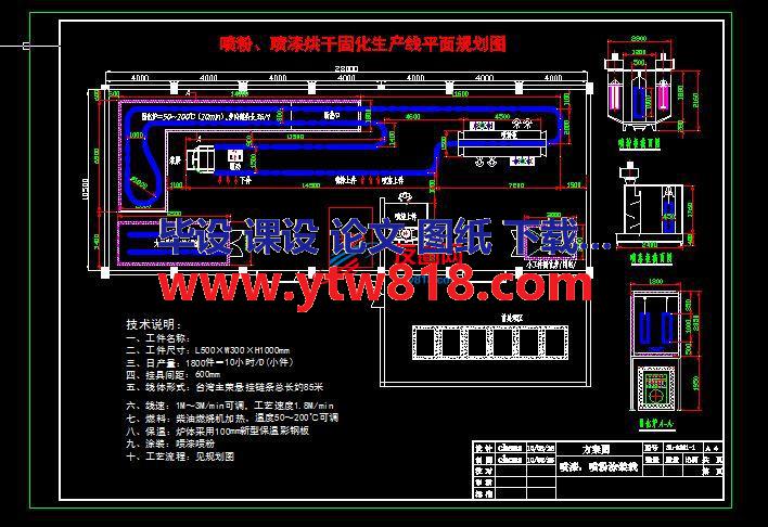 喷油，喷粉，电泳设备工艺平面图