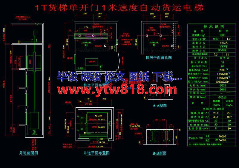 1T货梯单开门1米速度自动货运电梯