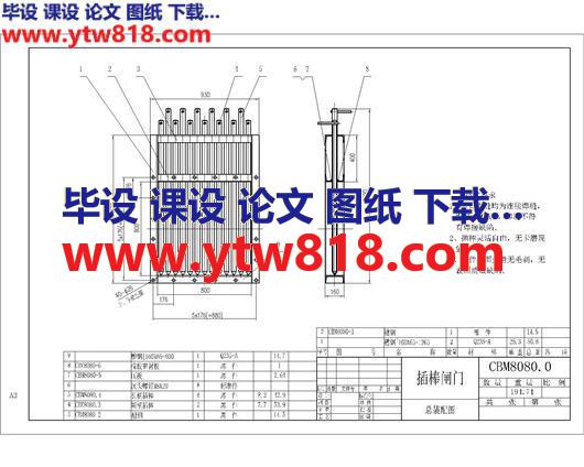 800x800棒条闸门